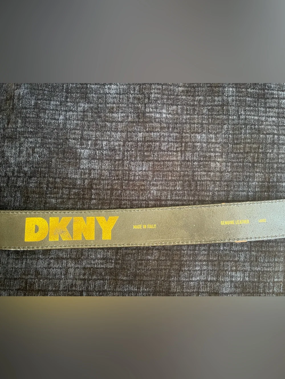 Dkny Olive Black Leather Belt with Square Silver Buckle